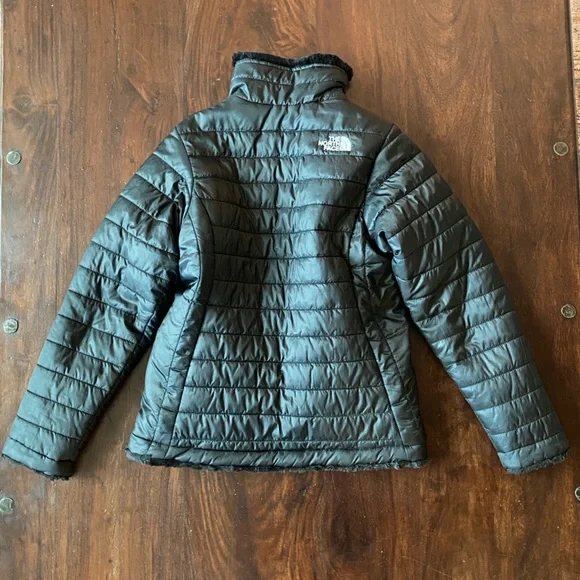 The North Face Girls' Black Quilted Reversible Jacket